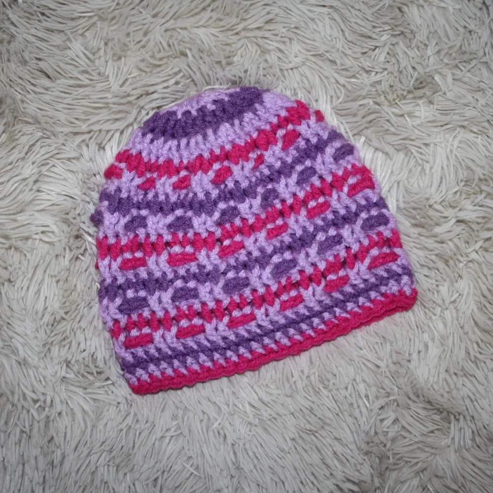 🌸 Pink & Purple Toddler Beanie · Size 2–5Y